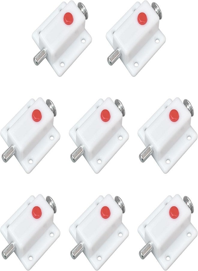 Valajogi 6 Pcs Spring Loaded Push Button Door Lock - Automatic Touch Release Cabinet Latch, Magnetic-Free Push to Open for Kitchen Cabinets, Drawers & Furniture Doors | Easy Installation (White) - Image 4
